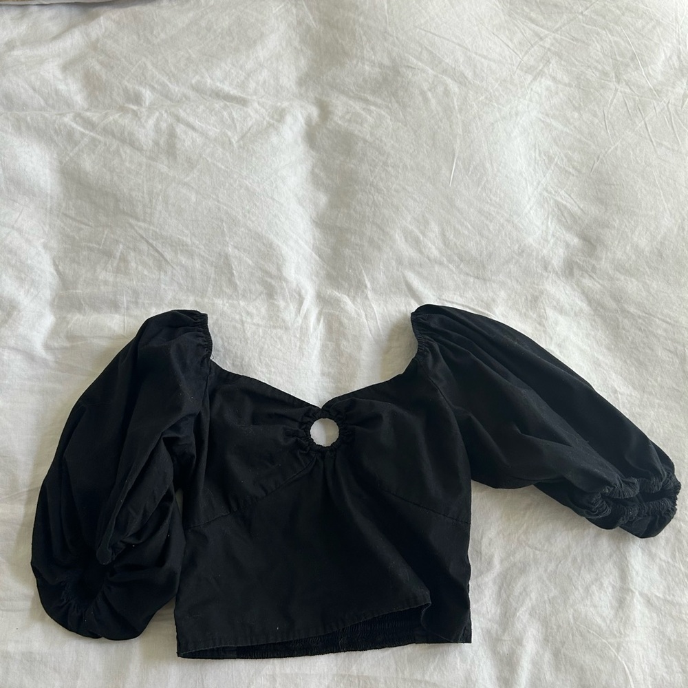 Abercrombie & Fitch Black Puff Sleeve Blouse